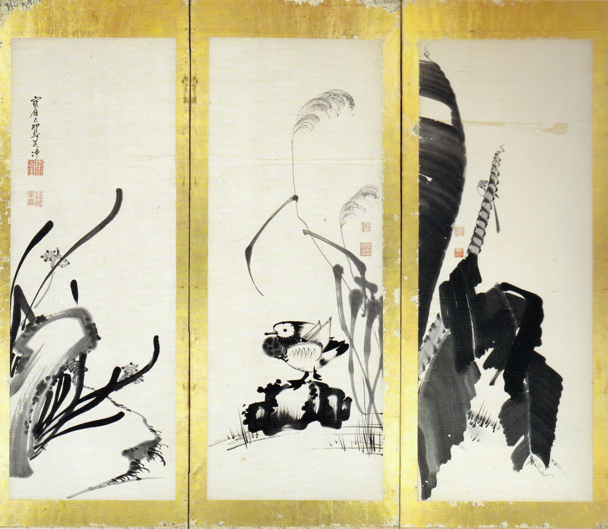 樹花鳥獣図屏風 Juka Choju-zu Byobu(Birds and Animals in the Flower) | 伊藤若冲 Ito  Jakuchu